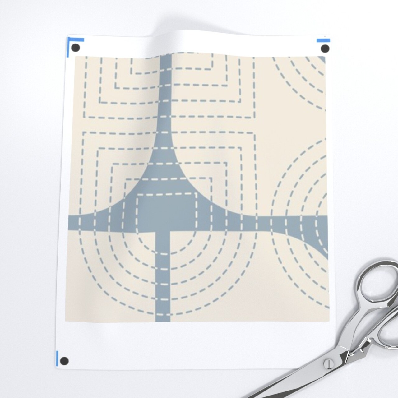 Retro Geometric Modern Quilt Minimalist Shapes Coastal Cheater Patchwork Midcentury Mid Mod Light Blue Lines Bohemian Boho Scandi Custom Printed Fabric by Spoonflower Various Fabrics by the Yard or Fat Quarter